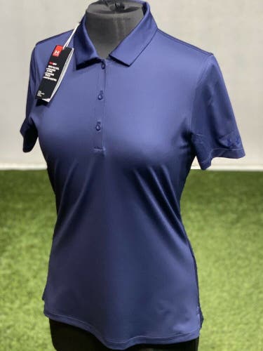 Under Armour Women's Rally Solid Golf Polo Shirt Navy Medium (M) New #80153