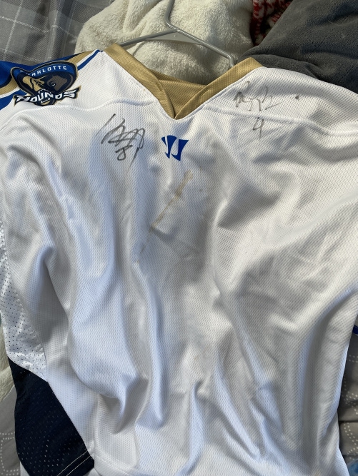 AUTOGRAPHED Retro Charlotte Hounds Jersey Signed By RYAN BROWN And KYLE HARTZELL