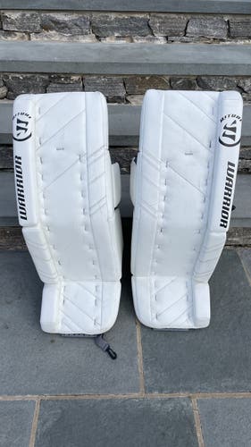 White Goalie Leg Pads Used Senior 32"+1.5" Warrior Ritual G3 Pro Pro Stock