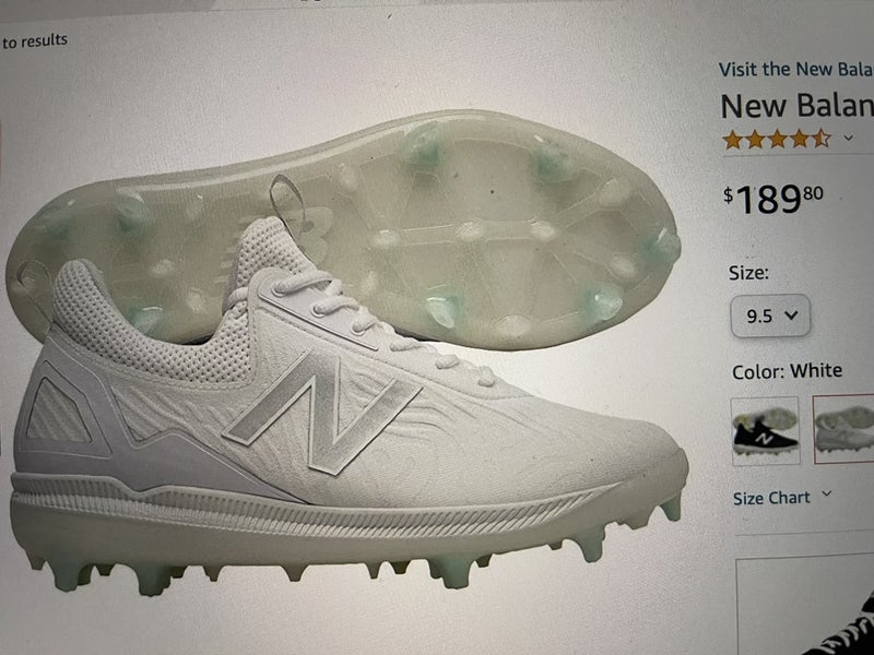 White Men's Molded NB CompV2 Cleats Low Cut Size 9.5