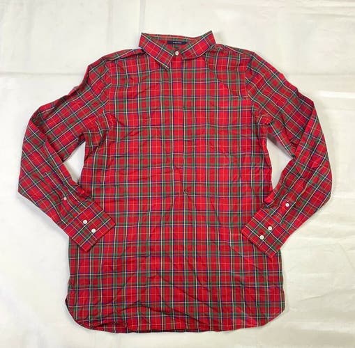 Lands' End Long Sleeve Plaid Pattern Button-Up Tunic Women's Size 12 Tall 472964