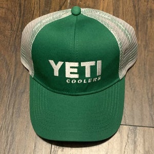 Yeti Coolers Outdoors Sporting Green/White Mesh Back Trucker adjustable snap hat