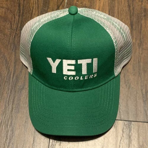 Yeti Coolers Outdoors Sporting Green/White Mesh Back Trucker adjustable snap hat