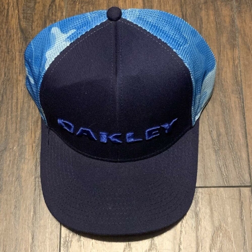 Oakley Sportswear Blue Camo adjustable spellout logo snapback trucker hat