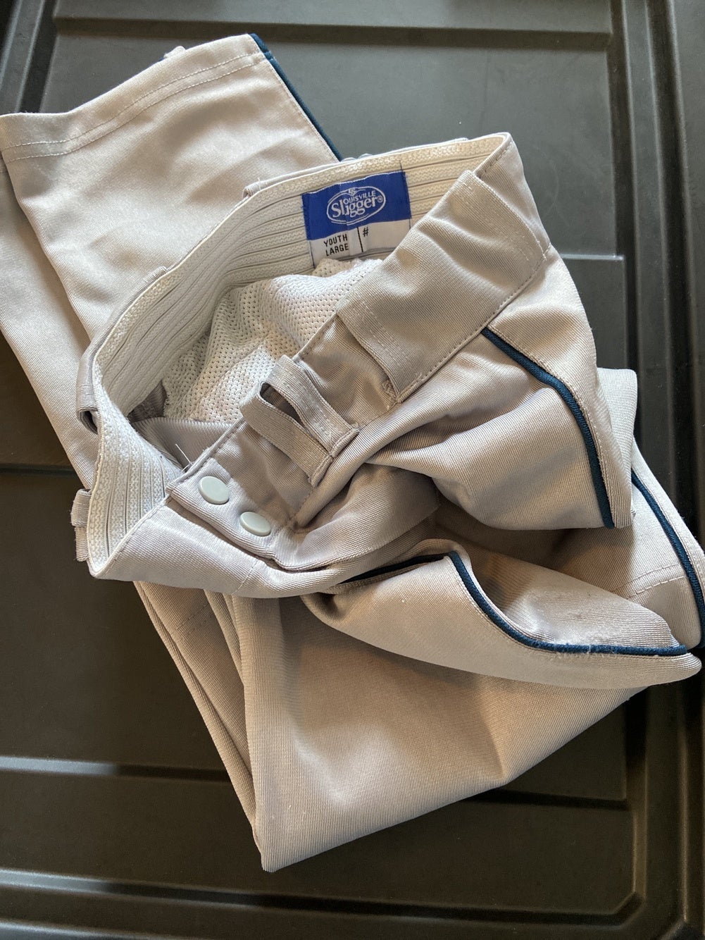 Men’s Louisville Slugger Baseball Pants Grey With Navy Blue Stripe Size  Medium
