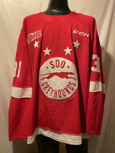 2019-20 Soo Greyhounds Nick Malik Game Worn CHL OHL Hockey Goalie Jersey. Sz 58G