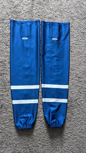 NEW BLUE with WHITE ICE HOCKEY Socks Senior Men's Large Premium Toronto Maple Leafs Atheletic Knit