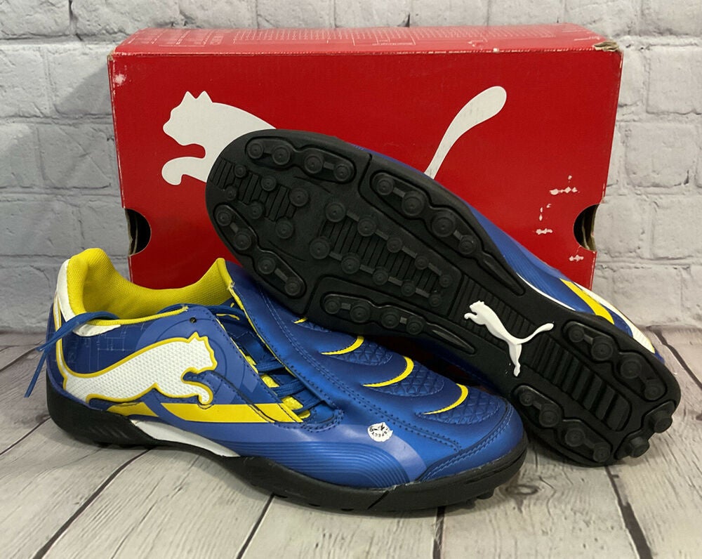 NEW Puma Mens Powercat 3.10 Elektro TT Indoor Soccer Shoes Size 8 Blue Yellow