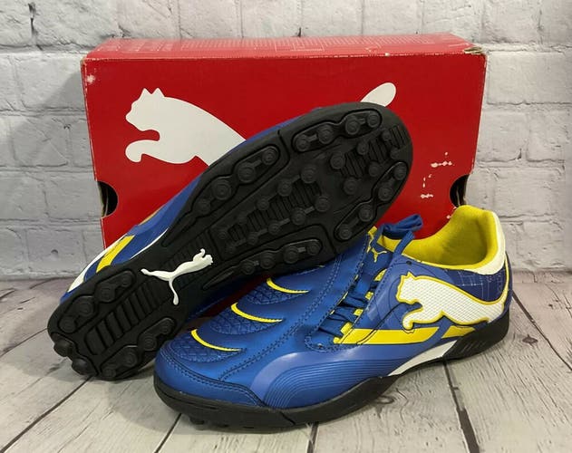 NEW Puma Mens Powercat 3.10 Elektro TT Indoor Soccer Shoes Size 9 Blue Yellow