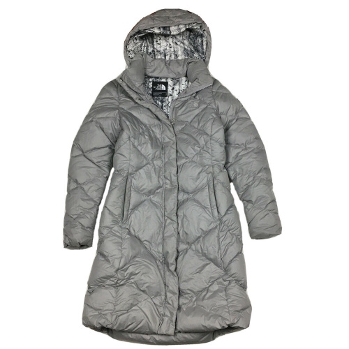 The North Face Miss Metro 550 Down Filled Insulated Parka Coat Metallic Silver