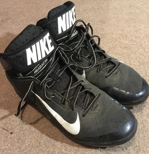 Black Adult Men's Used Size 12 (Women's 13) Metal Nike Air High Top Huarache Pro