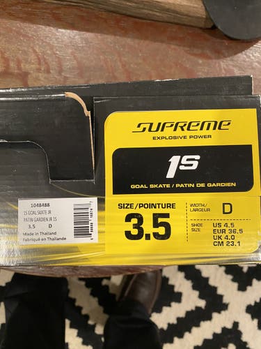 Used Bauer Regular Width Size 3.5 Supreme 1S Hockey Goalie Skates