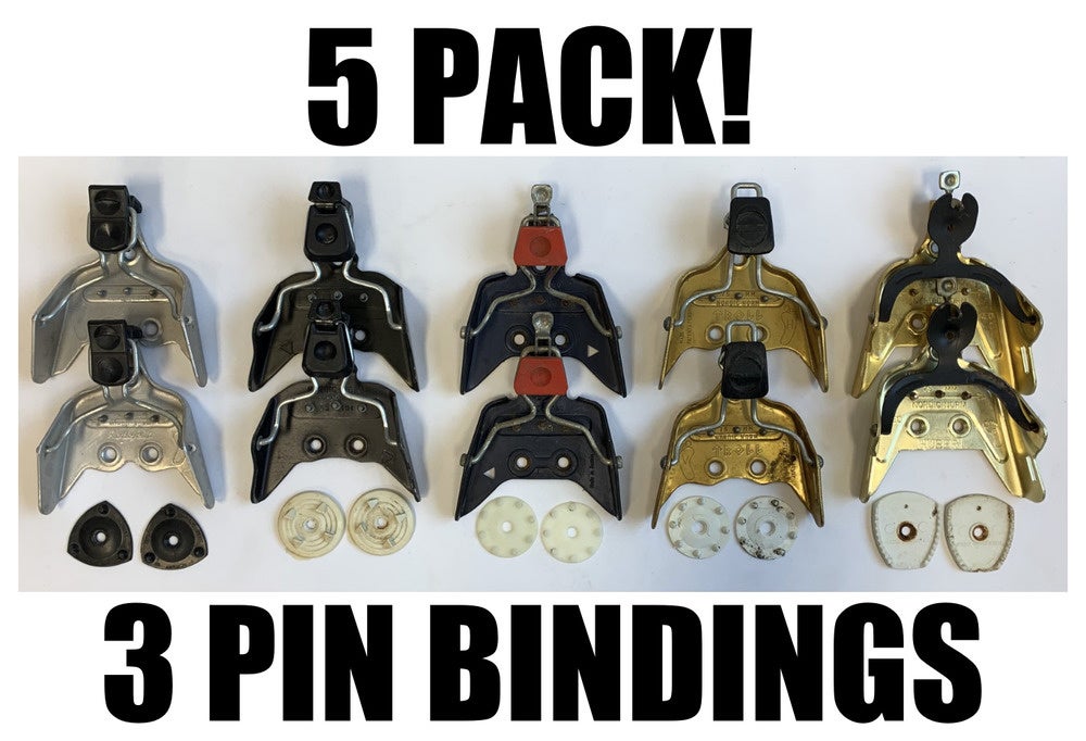 5 PAIRS Set of Metal 3-Pin Cross Country Ski bindings x-country nordic XC 75 mm