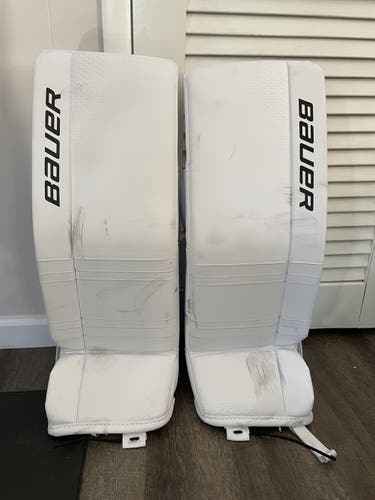 Used Bauer GSX White Goalie Leg Pads Intermediate Small 30” +1