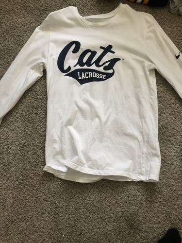 White Medium Cats lacrosse long sleeve