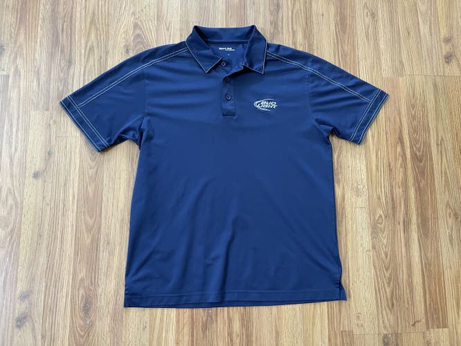 Bud Light Beer Anheuser Busch SUPER AWESOME Sport-Tek Size Large Polo Golf Shirt