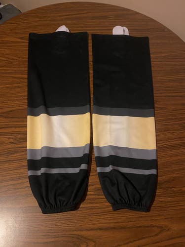 Adult Ice Hockey Game Socks 31” Black Gold Polyester