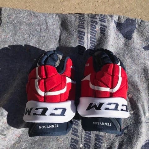Rochester Amerks AHL Used CCM HG12 14" Pro Stock gloves