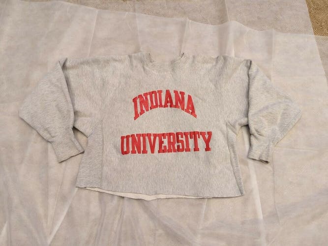 Vintage Indiana University Champion Reverse Weave Cropped Crewneck Sweater L