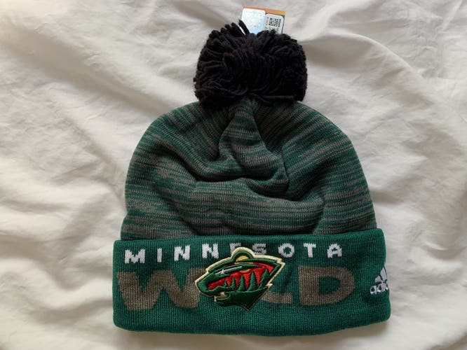 ADIDAS POM BEANIE TOQUE MINNESOTA WILD *NEW WITH TAGS*