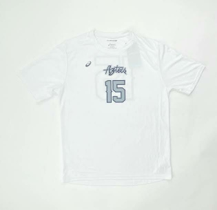 Asics Aztecs Circuit 8 Warm Up Short Sleeve Shirt #15 Men's Medium White XT3258