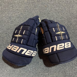 Game Used Blue Bauer BHPRO Pro Stock Gloves Pittsburgh Penguins Team Issue 15”
