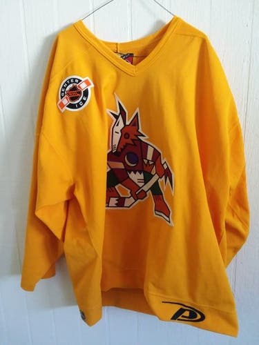 Phoenix Coyotes worn gold Pro Player practice jersey size 56 (everything sewn on) from 1999-2000