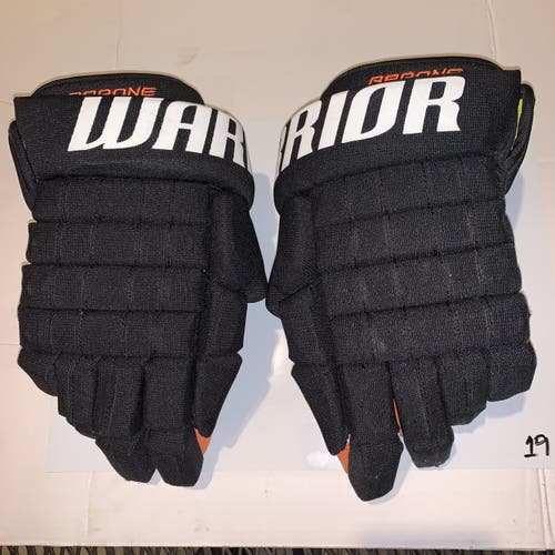 MIC Black with Orange Palms Gloves Used Warrior Franchise 14" Pro Stock