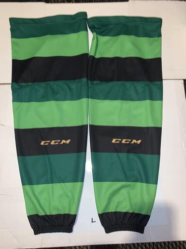 Green Socks Senior Used Large CCM Pro Stock