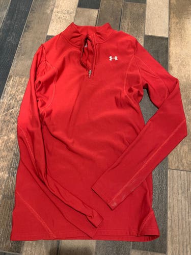 Red Shirt 1/2 zip  Used Women's Adult XS Under Armour coldgear, long sleeve