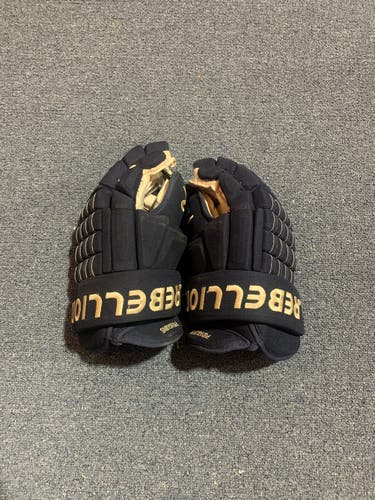 Game Used Blue Rebellion Pro Stock Gloves Pittsburgh Penguins Team Stock 15”