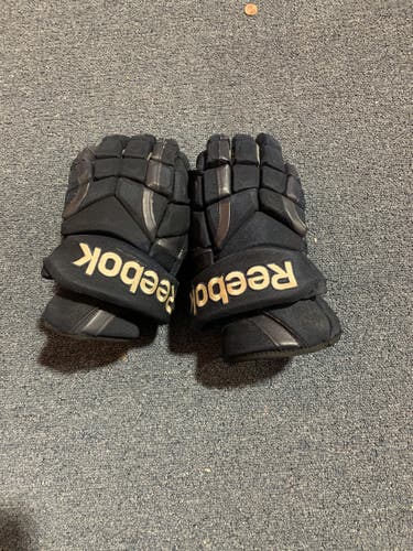Game Used Blue Reebok 11K Pro Stock Gloves Pittsburgh Penguins Team Stock 14”