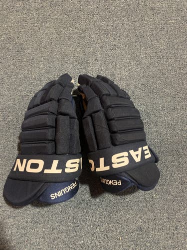 Game Used Blue Easton Pro Pro Stock Gloves Pittsburgh Penguins Team Stock 14.5”