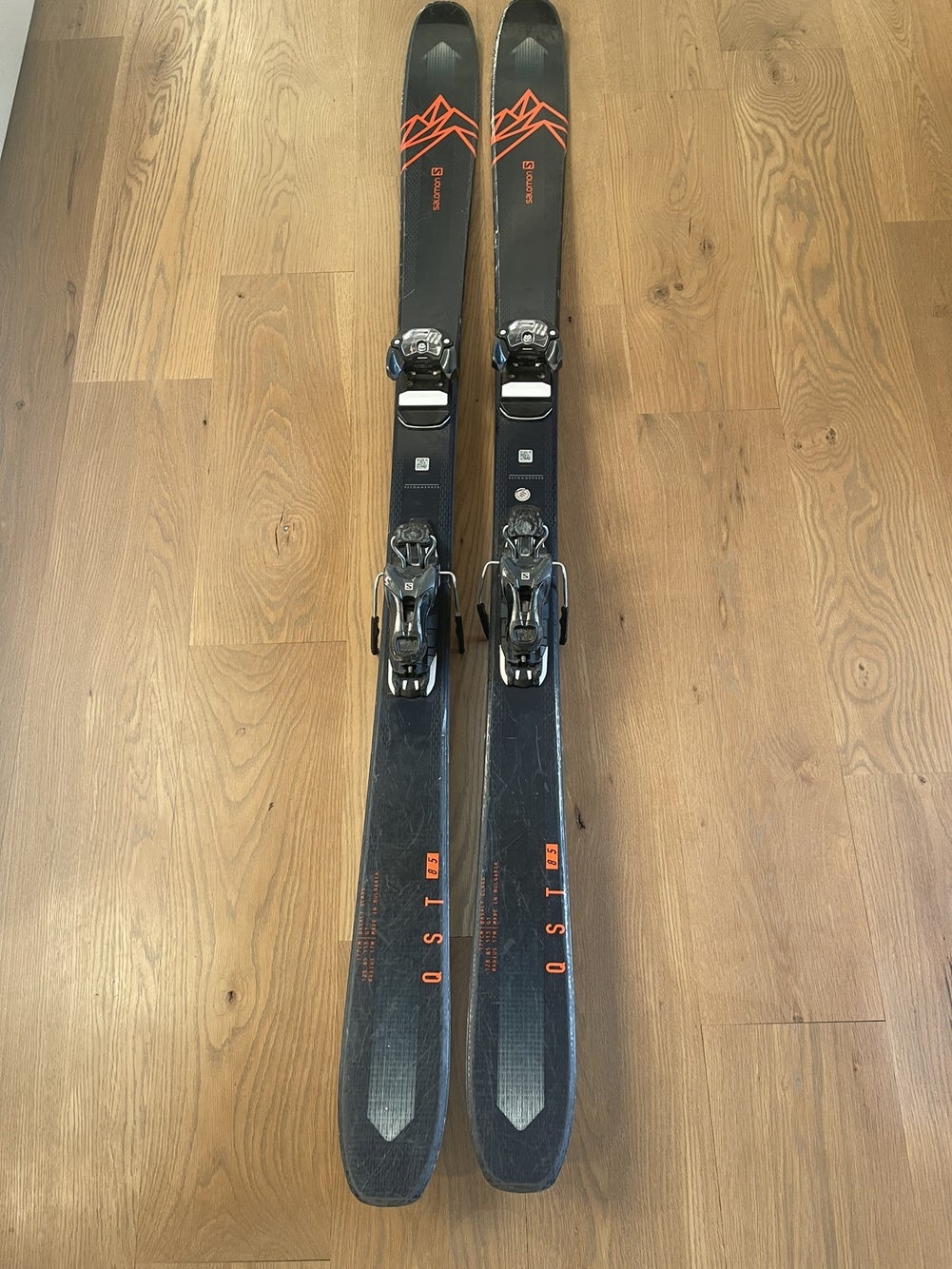 Used 2018 Salomon QST 92 Skis with Warden 13 Bindings Silver Condition