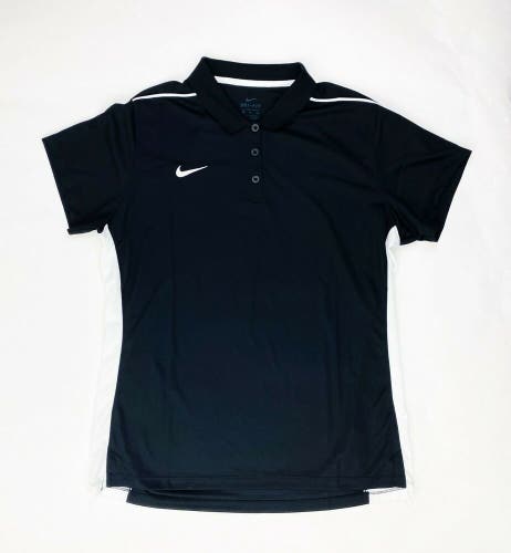 Nike Stock 3 Button Football Polo Women's XL Black White 919065 Dri-Fit