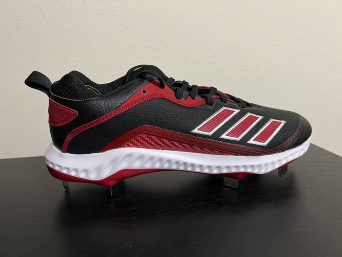 adidas Icon 6 Bounce Metal Baseball Cleats Men's Size 10.5 FV9348 Red / Black / White.