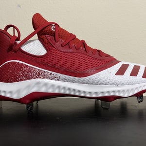 ADIDAS Icon V Bounce Metal Baseball Cleats Adult Size 11.5 Red / White.