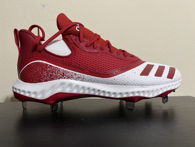 ADIDAS Icon V Bounce Metal Baseball Cleats Adult Size 11.5 Red / White.