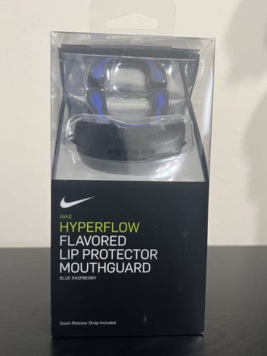 NIKE HYPERFLOW FLAVORED LIP PROTECTOR MOUTHGUARD, BLUE RASPBERRY, ADULT BLACK / BLUE
