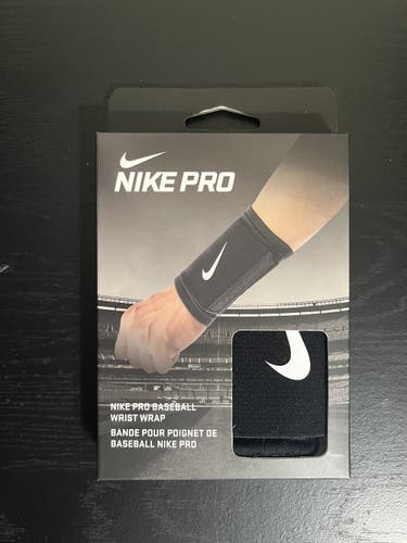 Nike Pro Baseball Wrist Wrap Black White OSFM Adult Unisex Lightweight Knit