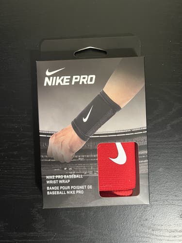 Nike Pro Baseball Wrist Wrap Red White OSFM Adult Unisex Lightweight Knit