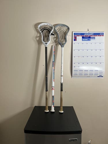 2 Complete Lacrosse Sticks and 1 Lacrosse Shaft
