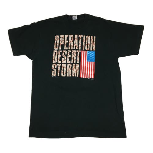 Vintage 1991 Operation Desert Storm US Military T-Shirt Black/Camo Men's XL