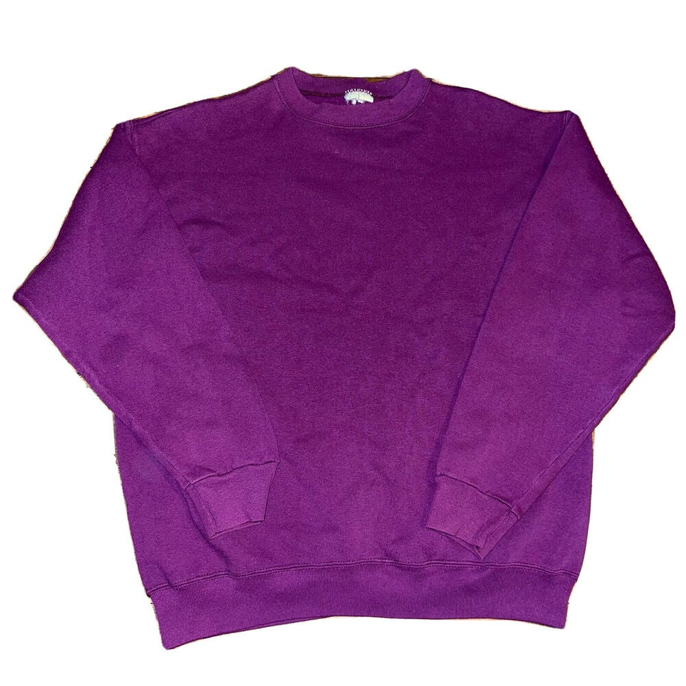 Vintage 80s/90s Purple Blank Plain Crewneck Pullover Sweatshirt