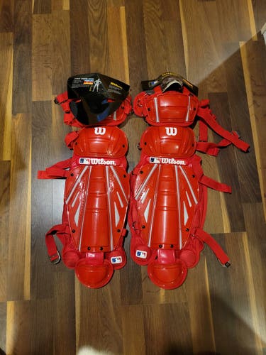 Catcher's Leg Guard NEW RED Wilson 13" Gold Series Hinge FX