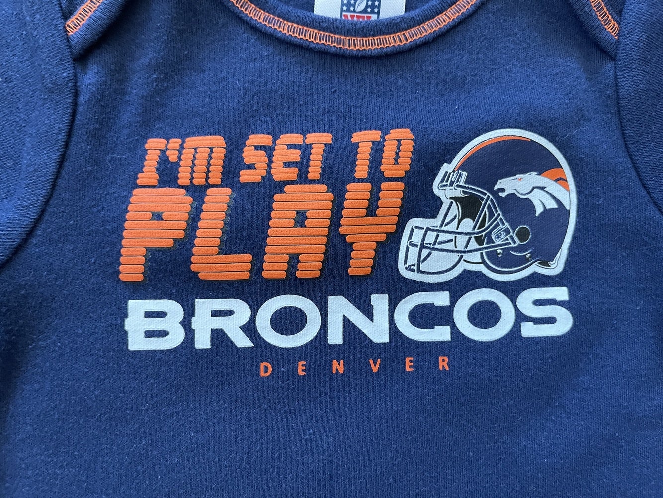 NFL Denver Broncos Baby Clothes Body Suit & Bib - Sz: 18M - Official