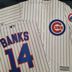 2105 Mens Majestic Chicago Cubs ERNIE BANKS SEWN Baseball JERSEY All Sizes