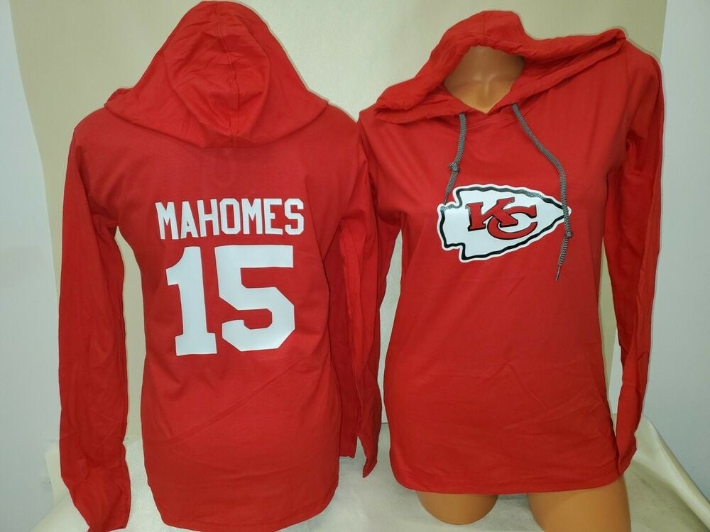 9715-5 WOMENS Kansas City Chiefs PATRICK MAHOMES V-Neck Jersey Shirt BLACK  New