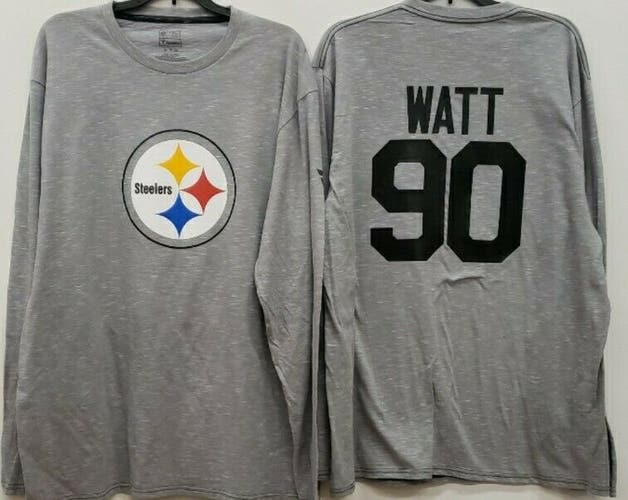20112 MENS Pittsburgh Steelers TJ WATT Long Sleeve Jersey Shirt New GRAY