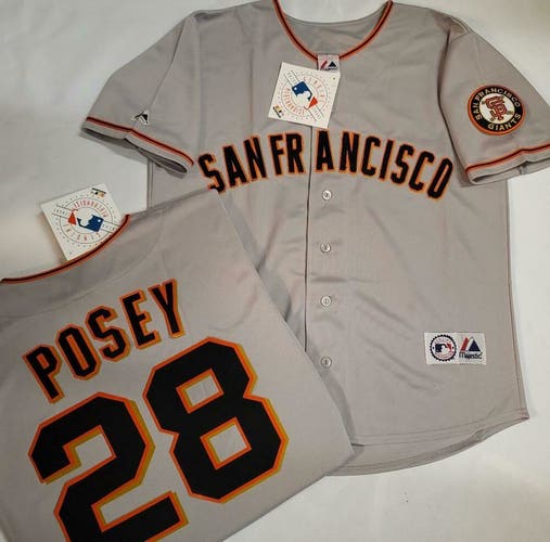 20113 Majestic San Francisco Giants BUSTER POSEY Sewn Baseball JERSEY Gray New